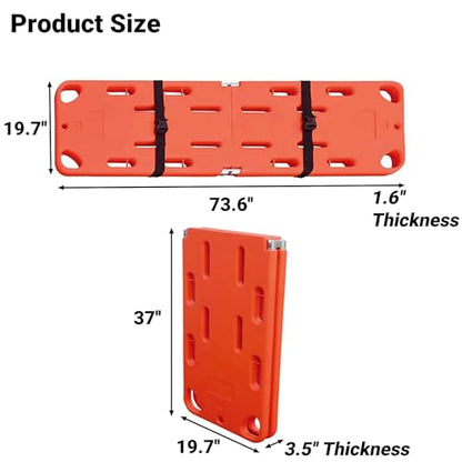 Water Floating Stretcher, PE Two-Fold Stretcher Weight Capacity 350lbs/159KG, Plastic Emergency Rescue Spine Board, Life Board with Seat Belt, First Responder Backboard