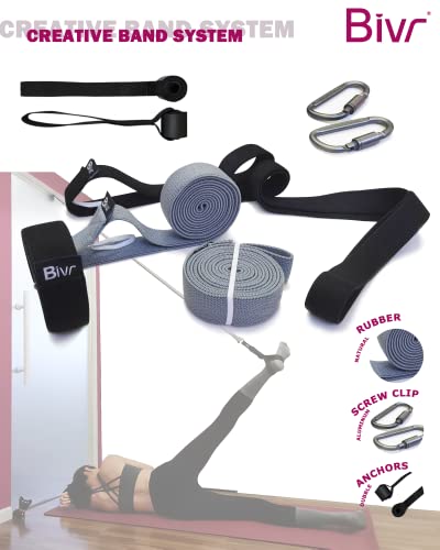 Portable Pilates Home Kit - Home Workout Equipment with Designed Pilates Loop Straps, Fabric Long Resistance Exercise Bands, Door Anchors and Aluminum Carabiners for Working Out as in Reformer