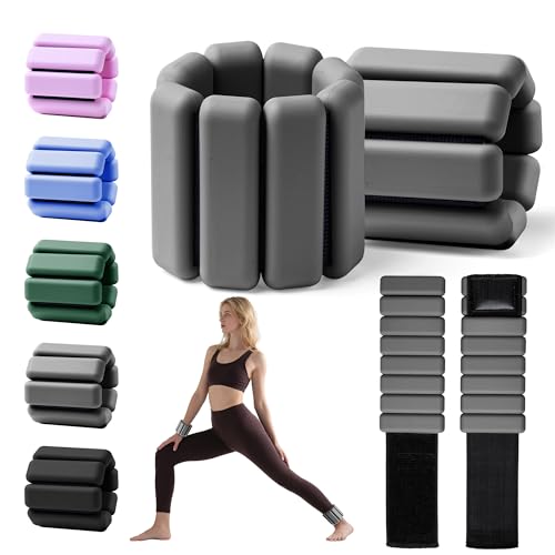 Weighted Bangles for Wrist and Ankle Weights for Women 1LB Each (Set of 2) | Farizonova Workout Weights for Yoga, Pilates & Walking | Leg & Arm Weights Men GREY