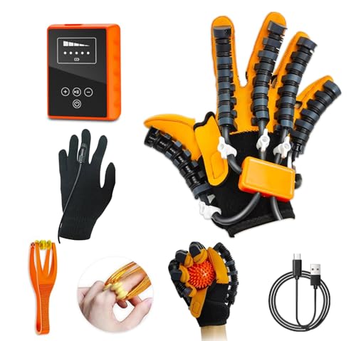 Rehabilitation Robot Gloves, Finger Exerciser for Stroke Recovery Hand Glove Equipment Hand Function Rehabilitation, Adjustable Strength and Supports USB Charging
