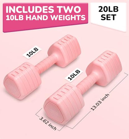 Adjustable Dumbbell Set of 2, 10LB 20LB 30LB Weight Set - color: Pink, size: 20 lbs Total-(10LB Each)