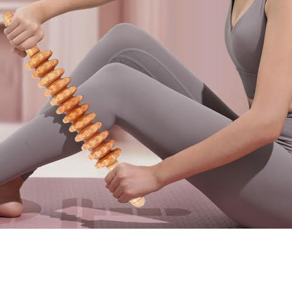 Wood Therapy Massage Roller Tools,Manual Massage Roller Stick for Body Sculpting,Lymphatic Drainage,Cellulite Massage & Wooden Muscle Roller Stick for Waist and Thigh, Stomach Rolling