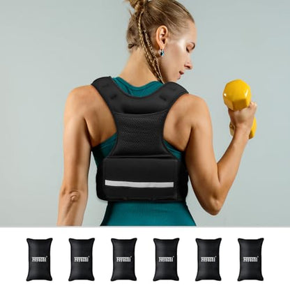 Feyachi Adjustable Weighted Vest, 3-32lb Vest with 6 Ironsand weights - color: Black, size: 3-11.5 lbs