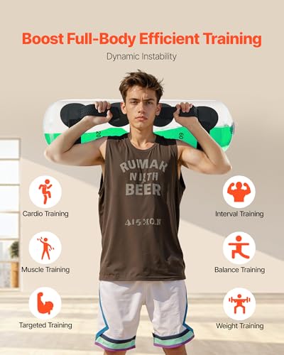VEVOR Water Weights Aqua Bag, Large Aqua Bags for Workout, Adjustable Portable Stability Fitness & Full Body Exercise Equipment, for Strength Core and Balance Training, Home Gym Exercise, Clear