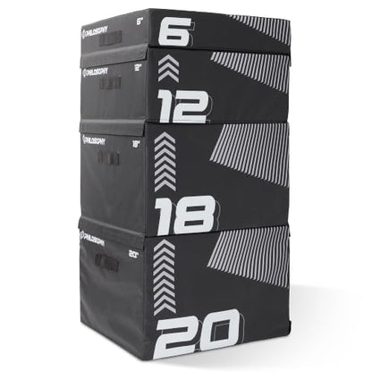 Philosophy Gym Soft Foam Plyo Box, Stackable Plyometric Jump Box for Home Gym, HIIT, Jumps, Step-Ups, Agility and Strength Training