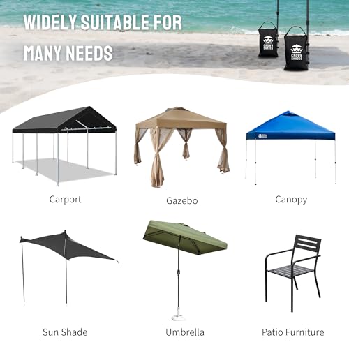 CROWN SHADES Sand Bags for Canopy Legs (120 LBS) Sandbags for Weight, Canopy Weights, Pop Up Tent Weights Bags, Black (Unfilled)