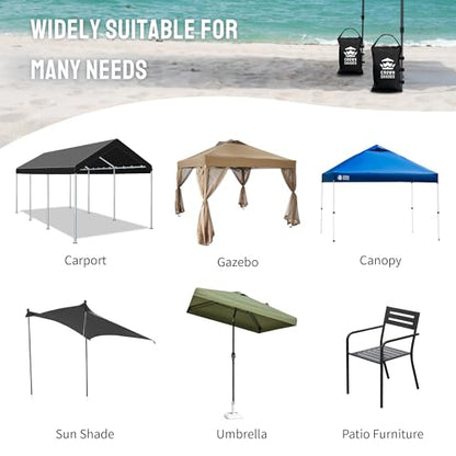 CROWN SHADES Sand Bags for Canopy Legs (120 LBS) Sandbags for Weight, Canopy Weights, Pop Up Tent Weights Bags, Black (Unfilled)