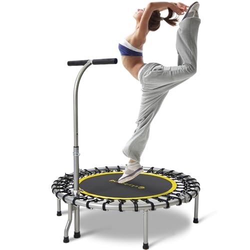 SkyBound Mini Rebounder Trampoline for Adults Foldable Fitness Rebounder with Adjustable T-Bar Handle - 40" Exercise Trampoline for Kids & Adults - Indoor Fitness Trampoline for Workout Trainer - style: Elite