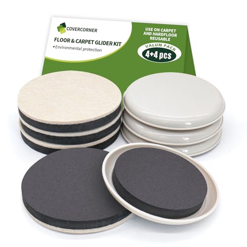 Furniture Sliders for Carpet and Hardwood, 8 PCS 4 3/4", Beige - size: Round 8 PCS 4 3/4'' Beige