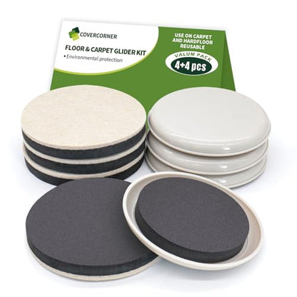 Furniture Sliders for Carpet and Hardwood, 8 PCS 4 3/4", Beige - size: Round 8 PCS 4 3/4'' Beige