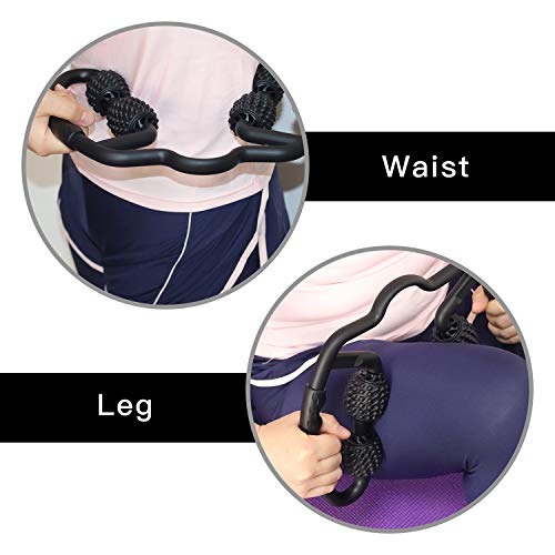 Cellulite Massage Tool Muscle Roller - Deep Fascia Massager & Dimpled Skin Remover for Legs, Thighs & Buttocks - Anti-Cellulite Roller, Smooth Skin, Pain Reliefs Black（Black - 4 Wheel） - color: 4 Wheel - Black