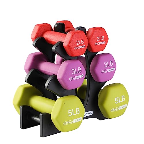 Neoprene Dumbbell Weights Set w/Rack, Home Gym Equipment - Portable Weighted Exercise Dumbbells for Fitness, Training, and Lifting Workouts
