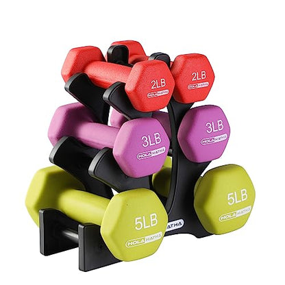 Neoprene Dumbbell Weights Set w/Rack, Home Gym Equipment - Portable Weighted Exercise Dumbbells for Fitness, Training, and Lifting Workouts