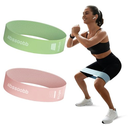 Silicone Resistance Loop Bands Latex-Free No-Slip Glute Booty Bands 2-Pack for Physical Therapy, Post-Op, Yoga, Pilates, Workout & Stretching