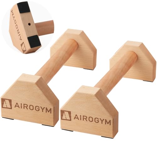 Push-up Stand, 2 PCS Wood Pushup Bars Non-Slip Base Exercise Home Workout Equipment, 30CM Wooden Parallettes Handle Stands Grip for Men Strength Training, Planks Calisthenics - color: BEECH WOOD