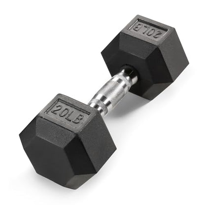 Marcy Classic Rubber Hex Dumbbell with Knurled Grip for Strength Training and Bodybuilding, 5lb - 50lb Single Dumbbell for Exercise & Fitness, Sold Individually - style: 20lb, Single