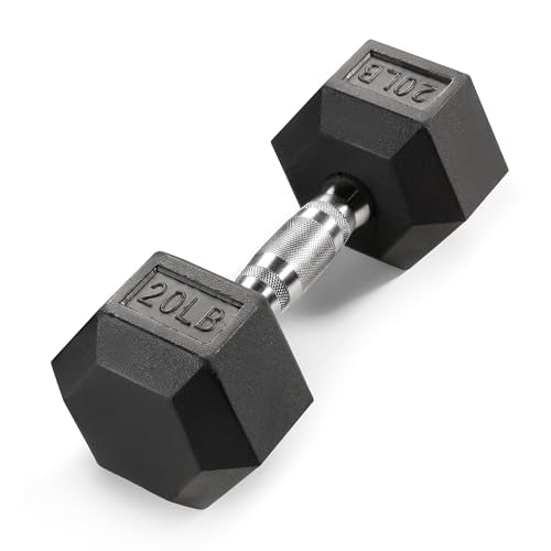 Marcy Classic Rubber Hex Dumbbell with Knurled Grip for Strength Training and Bodybuilding, 5lb - 50lb Single Dumbbell for Exercise & Fitness, Sold Individually - style: 20lb, Single