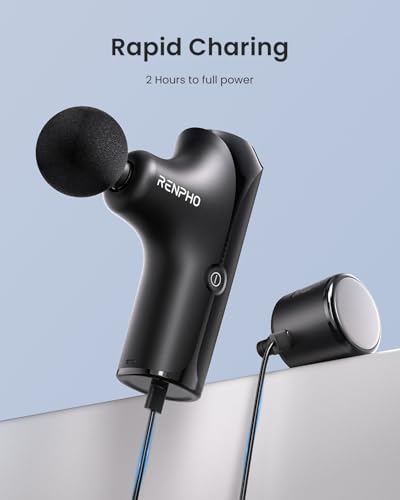 RENPHO Mini Thermacool Massage Gun with Heat and Cold, Fathers Day Dad Gifts, Professional Pocket-Sized Percussion Massager, Portable Deep Tissue Massager, Quiet Operation with Travel Carry Bag - color: Shadow Black
