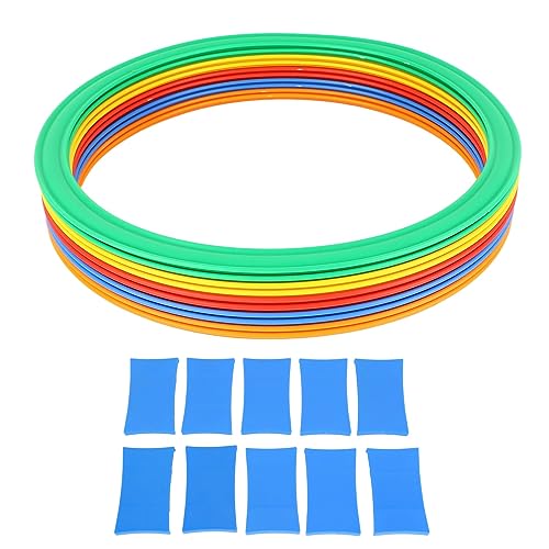 Dioche Kids Agility Speed Ring Set with 10 Rings & 10 Buckles, Outdoor Sports Training Toy for Speed Coordination Jumping Games Playground Fitness Equipment