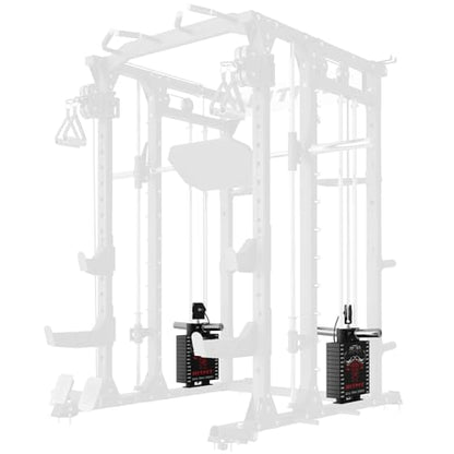 RitFit Buffalo Smith Machine, Power cage with LAT-Pull Down System & Cable Crossover System, All-in-One Squat Rack for Home Gym, Power Rack - color: BLACK, size: Weight Stack Only