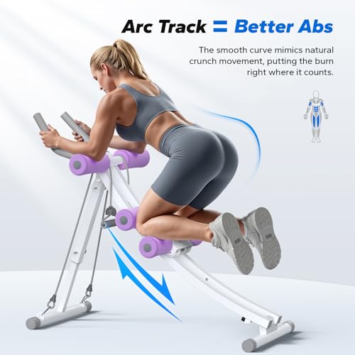 MERACH Ab Machine, Adjustable Dual Track Ab Trainer, Ab Workout Equipment - color: WHITE&PURPLE
