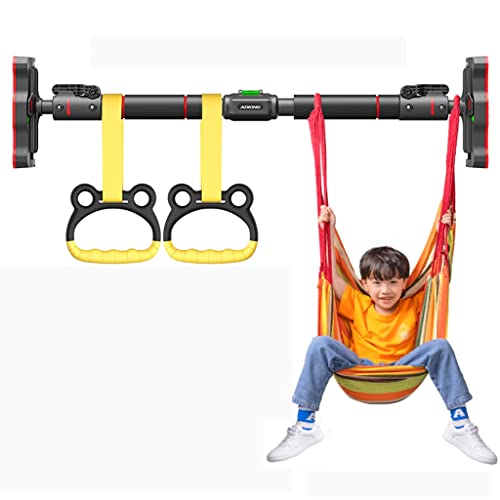 Chin Up Bar Portable Door Pull Up Bar, Indoor No Screw Wall Mounted Strength Training Bar with Kids Rings and Swing, 68-160cm (Size : 95-135CM)
