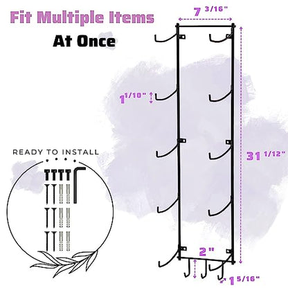 Yes4All 3-Tier and 5-Tier Steel Yoga Mat Rack Organizer Wall Mount with 3 Hooks, Foam Roller Holder Wall Mount Rack For Yoga Mat Storage, Hanging Yoga Strap and Resistance Bands