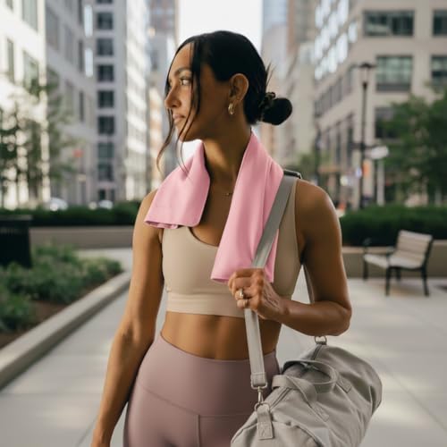 Microfiber Yoga Hand Towel – Super Soft, Quick-Dry, Non Slip Yoga Towel for Hot Pilates, Gym & Workouts (26.5" x 16", Pink)