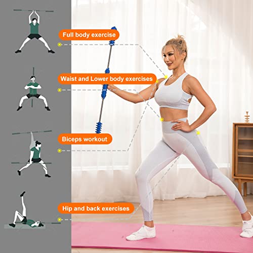 Fitness Bar, Elastic Resistance Exercise Bar for Strength Training - color: Blue