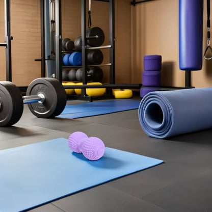 DOITOOL Peanut Massage Ball for Foot and Back Relief, Dual Lacrosse Fascia Roller with Lavender Color, Deep Tissue Trigger Point Massager for Plantar Fascia and Neck Muscle Relaxation