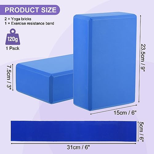 PATIKIL Yoga Blocks & Resistance Band Set, 2 Pack High-Density EVA Foam Yoga Block Bulk 9"x6"x3" Non-Slip Dance Brick Lightweight for Women Gym Stretching Yoga Pilates