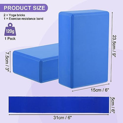 PATIKIL Yoga Blocks & Resistance Band Set, 2 Pack High-Density EVA Foam Yoga Block Bulk 9"x6"x3" Non-Slip Dance Brick Lightweight for Women Gym Stretching Yoga Pilates