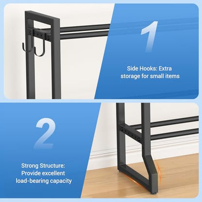 VOPEAK 3 Tier Dumbbell Rack, 400LB Capacity Dumbbell Rack Stand with 4 Hooks, Space-Saving Weight Rack for Home Gym, Weight Storage Organizer for Kettlebells (Rack Only)