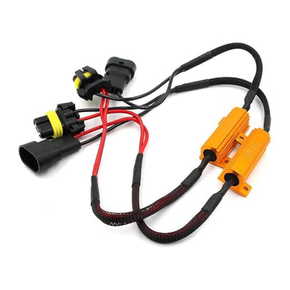 2 PCS Car LED Light Bulb Decoder, 9005/9006 LED Load Resistor Kit, Car Light Bulb Relay Harness Adapter, Anti Flicker Error Decoder, Universal for Most Cars (Black) - color: Black