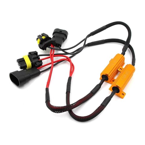 2 PCS Car LED Light Bulb Decoder, 9005/9006 LED Load Resistor Kit, Car Light Bulb Relay Harness Adapter, Anti Flicker Error Decoder, Universal for Most Cars (Black) - color: Black
