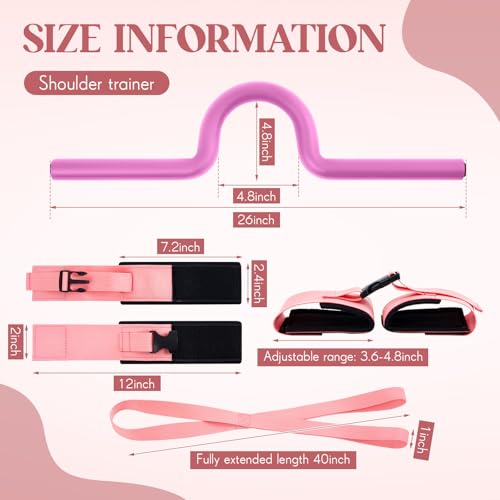 Gymnastics Training Equipment Set for Kids & Beginners, Shoulder Trainer with Adjustable Ankle Straps for Tumbling, Cheerleading, Dance, Handstand & Flexibility Training - color: Pink