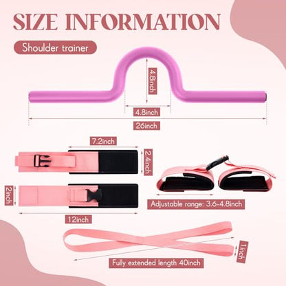 Gymnastics Training Equipment Set for Kids & Beginners, Shoulder Trainer with Adjustable Ankle Straps for Tumbling, Cheerleading, Dance, Handstand & Flexibility Training - color: Pink