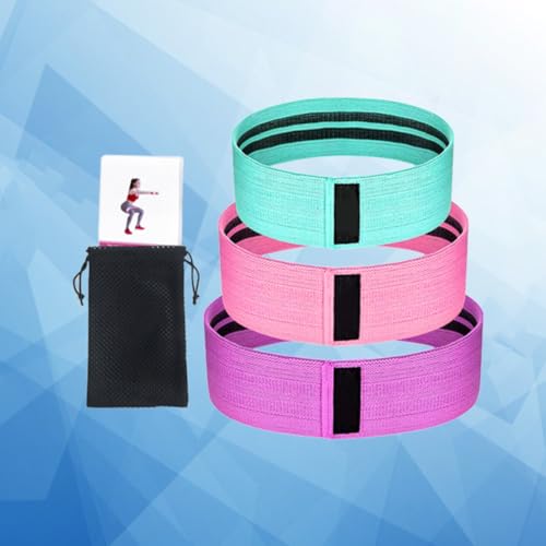 INOOMP Resistance Hip Bands Set of 3 with Anti-Slip Natural Latex, Butt Lifting and Leg Workout Fitness Bands for Squats and Glute Training with Mesh Bag and Instruction Guide