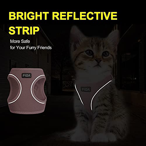 Fida Comfy Dog Harness with Leash, Soft Puppy Vest Escape Proof, Breathable Lightweight Soft Mesh, Adjustable Reflective Step-in Harness for Extra-Small Dogs (XS, Pink) - color: Pink, size: XS (Neck:12.2"-13"; Girth:14.2"-16.1")