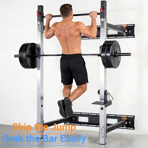 Heavy-Duty Power Rack Attachments, Quick-Install Home Gym Accessories for 2x2, 2x3 & 3x3 Power Racks, Fits 1/2" & 1" Holes - color: Step Plates for Power Cages
