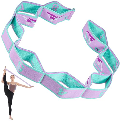 YUXIANLB Elastic Yoga Stretch Strap, 8-Loop Adjustable Stretching Gymnastic Resistance Band Fitness Equipment for Women Physical Flexible Therapy Ballet Dance Stuff Pilate Training Exercise Workout