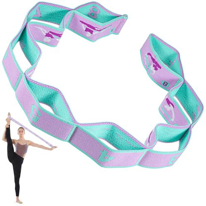 YUXIANLB Elastic Yoga Stretch Strap, 8-Loop Adjustable Stretching Gymnastic Resistance Band Fitness Equipment for Women Physical Flexible Therapy Ballet Dance Stuff Pilate Training Exercise Workout