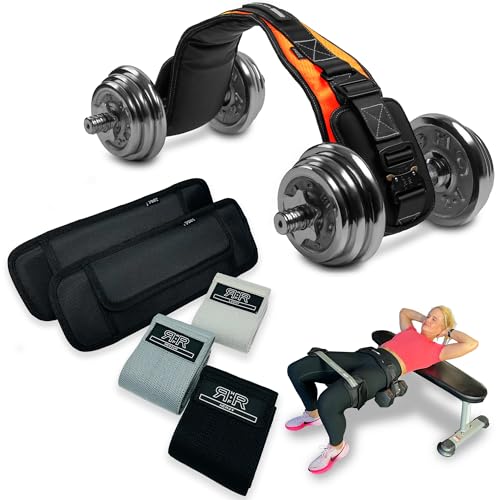 Premium Hip Thrust Belt + Badonka Band Protective Sleeves Premium Glute & Hip Abductor Bundle (Includes 3 Fabric Booty Bands)