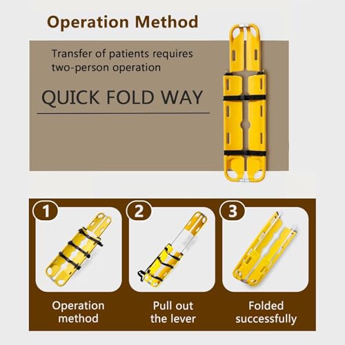EMS Medical Scoop Stretcher, Lightweight Folding Rescue Stretcher with Safety Straps, 350 Lb Capacity Patient Transfer Board for Emergency Response