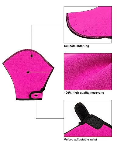 FitsT4 Sports Aqua Gloves Webbed Paddle Swim Gloves Fitness Water Aerobics - color: Rose Red, size: Large