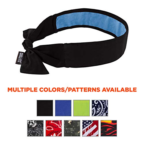 Ergodyne Chill Its 6700CT Cooling Bandana, Lined with Evaporative PVA Material for Fast Cooling Relief, Tie for Adjustable Fit, 2-Pack Black