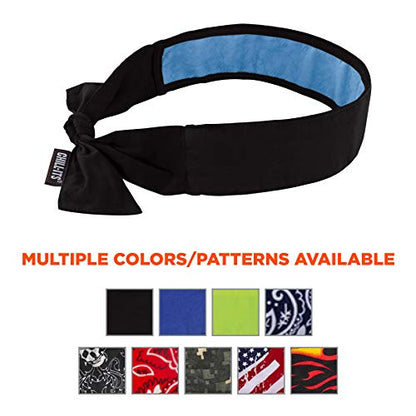 Ergodyne Chill Its 6700CT Cooling Bandana, Lined with Evaporative PVA Material for Fast Cooling Relief, Tie for Adjustable Fit, 2-Pack Black