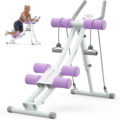 MERACH Ab Machine, Adjustable Dual Track Ab Trainer, Ab Workout Equipment - color: WHITE&PURPLE