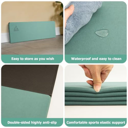 IwIeIaIrI Foldable POE Non Slip Yoga Pilates Mat– 1/4" (6mm) Thick - color: Green