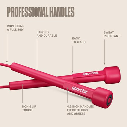 SPORTBIT Adjustable Jump Rope for Fitness and Exercise - color: Magenta